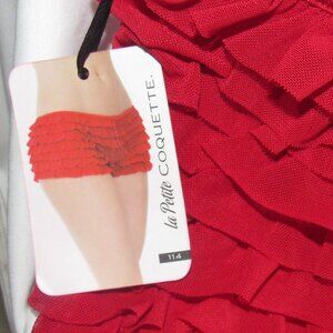 La Petite Coquette Red Ruffled Booty Shorts, XXL, NWT Bow in Back, Sexy    J432S